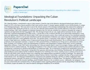 Essay on Ideological Foundations: Unpacking the Cuban Revolution’s Political Landscape