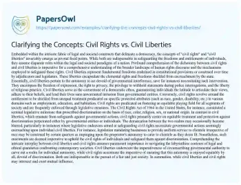 Essay on Clarifying the Concepts: Civil Rights Vs. Civil Liberties