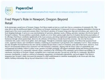 Essay on Fred Meyer’s Role in Newport, Oregon: Beyond Retail