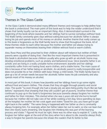 Essay on Themes in the Glass Castle