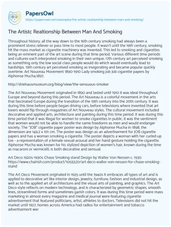 Essay on The Artistc Realtionship between Man and Smoking