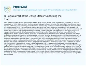 Essay on Is Hawaii a Part of the United States? Unpacking the Truth