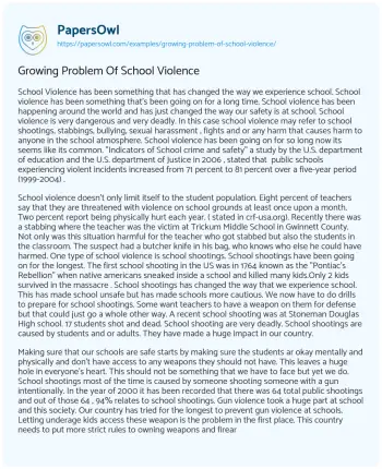 Essay on Growing Problem of School Violence