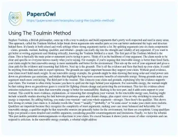 Essay on Using the Toulmin Method