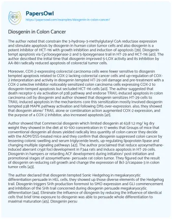 Essay on Diosgenin in Colon Cancer