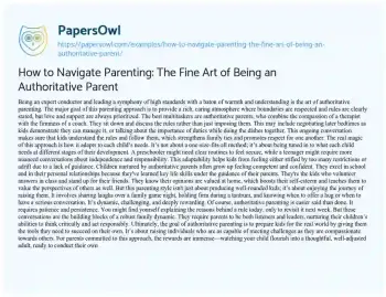 Essay on How to Navigate Parenting: the Fine Art of being an Authoritative Parent