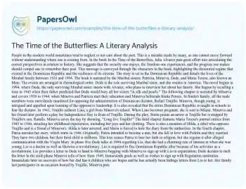 Essay on The Time of the Butterflies: a Literary Analysis