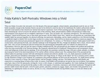 Essay on Frida Kahlo’s Self-Portraits: Windows into a Vivid Soul