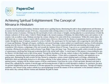 Essay on Achieving Spiritual Enlightenment: the Concept of Nirvana in Hinduism