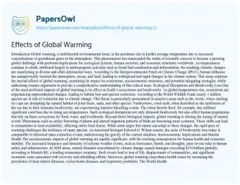 Essay on Effects of Global Warming