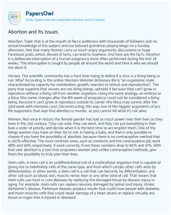 Essay on Abortion and its Issues