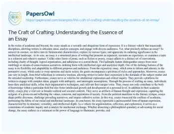 Essay on The Craft of Crafting: Understanding the Essence of an Essay