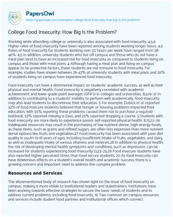 Essay on College Food Insecurity: how Big is the Problem?