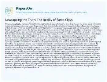 Essay on Unwrapping the Truth: the Reality of Santa Claus