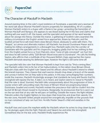 Essay on The Character of Macduff in Macbeth