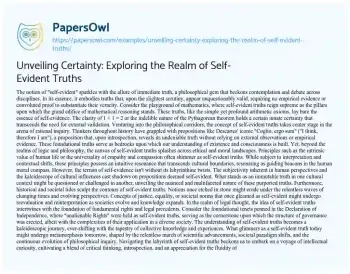 Essay on Unveiling Certainty: Exploring the Realm of Self-Evident Truths