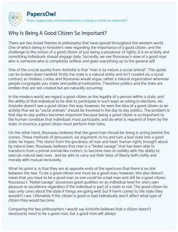 Essay on Why is being a Good Citizen so Important?