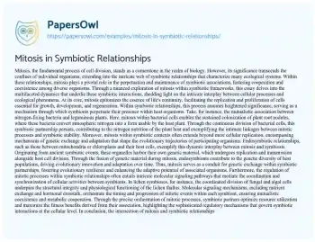 Essay on Mitosis in Symbiotic Relationships