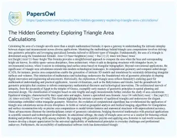 Essay on The Hidden Geometry: Exploring Triangle Area Calculations