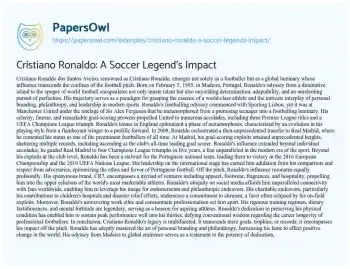 Essay on Cristiano Ronaldo: a Soccer Legend’s Impact