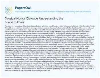 Essay on Classical Music’s Dialogue: Understanding the Concerto Form