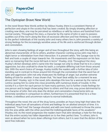 Essay on The Dystopian Brave New World