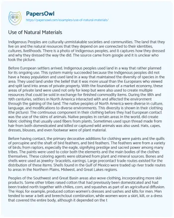 Essay on Use of Natural Materials