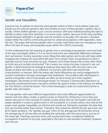 Essay on Gender and Sexualities