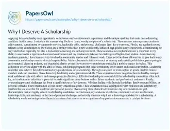 Essay on Why i Deserve a Scholarship