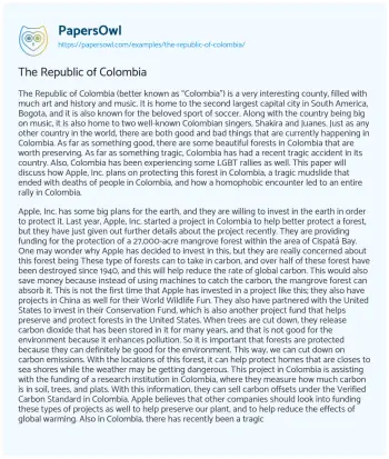 Essay on The Republic of Colombia