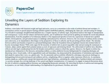 Essay on Unveiling the Layers of Sedition: Exploring its Dynamics