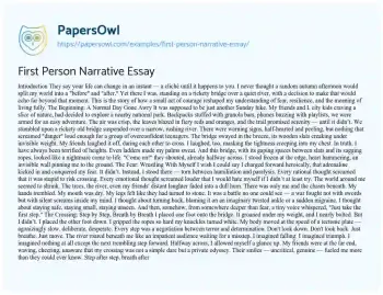 Essay on First Person Narrative Essay