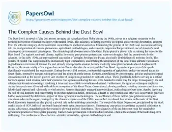 Essay on The Complex Causes Behind the Dust Bowl