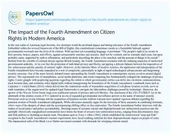 Essay on The Impact of the Fourth Amendment on Citizen Rights in Modern America