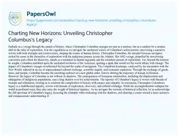 Essay on Charting New Horizons: Unveiling Christopher Columbus’s Legacy