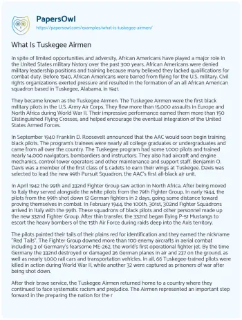 Essay on What is Tuskegee Airmen