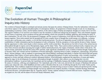 Essay on The Evolution of Human Thought: a Philosophical Inquiry into History