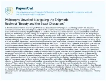 Essay on Philosophy Unveiled: Navigating the Enigmatic Realm of “Beauty and the Beast Characters”