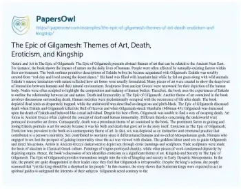 Essay on The Epic of Gilgamesh: Themes of Art, Death, Eroticism, and Kingship