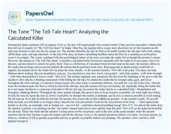 Essay on The Tone “The Tell-Tale Heart”: Analyzing the Calculated Killer