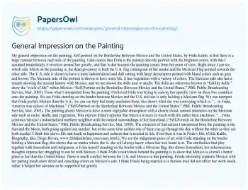 Essay on General Impression on the Painting