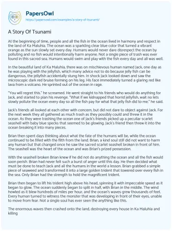 Essay on A Story of Tsunami