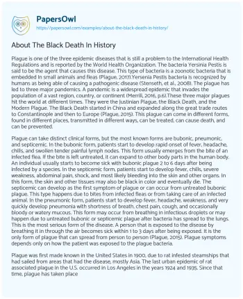 Essay on About the Black Death in History