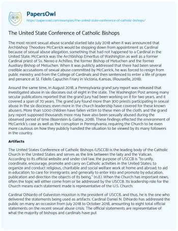 Essay on The United State Conference of Catholic Bishops