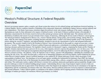 Essay on Mexico’s Political Structure: a Federal Republic Overview