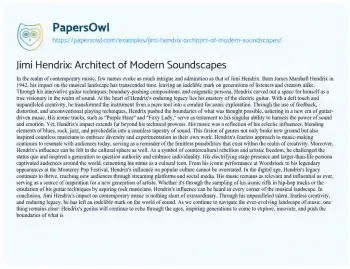 Essay on Jimi Hendrix: Architect of Modern Soundscapes