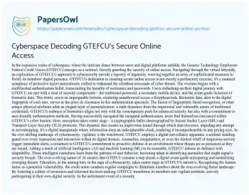 Essay on Cyberspace Decoding GTEFCU’s Secure Online Access