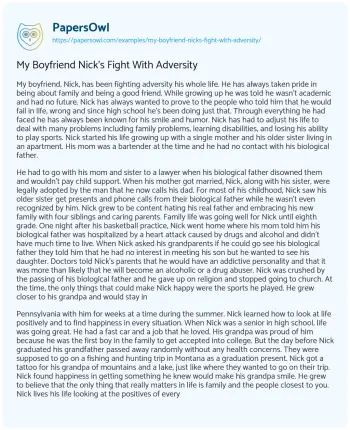 Essay on My Boyfriend Nick’s Fight with Adversity