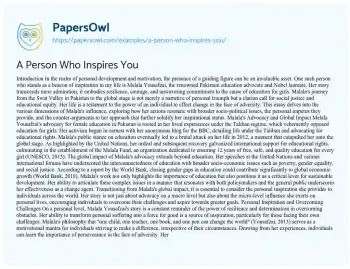 Essay on A Person who Inspires you