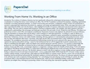 Essay on Working from Home Vs. Working in an Office